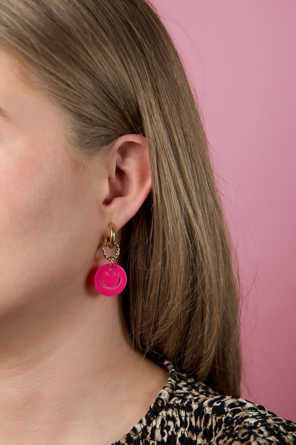 Happy Smile oorbellen - roze