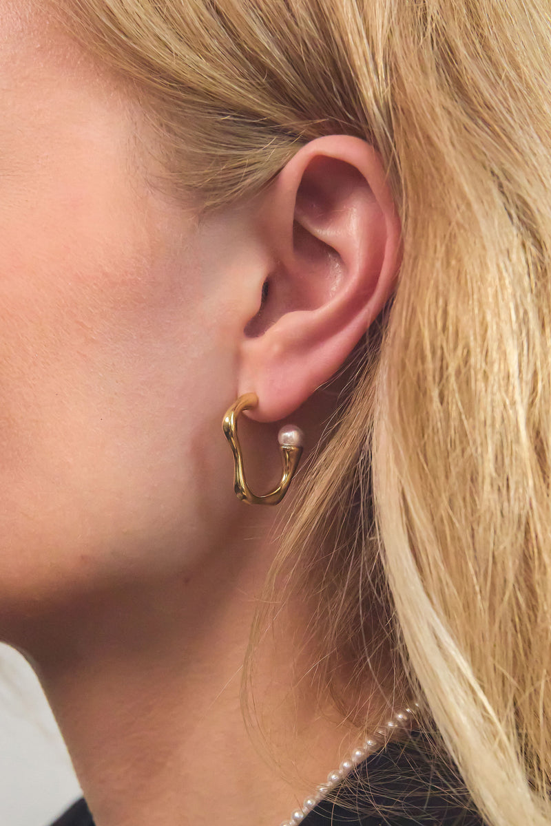 Organic Pearl Hoops Oorbellen