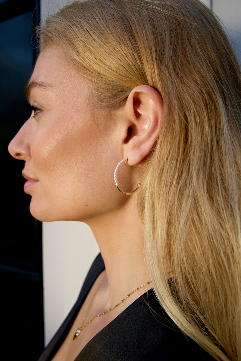 Pearl Hoops Earrings