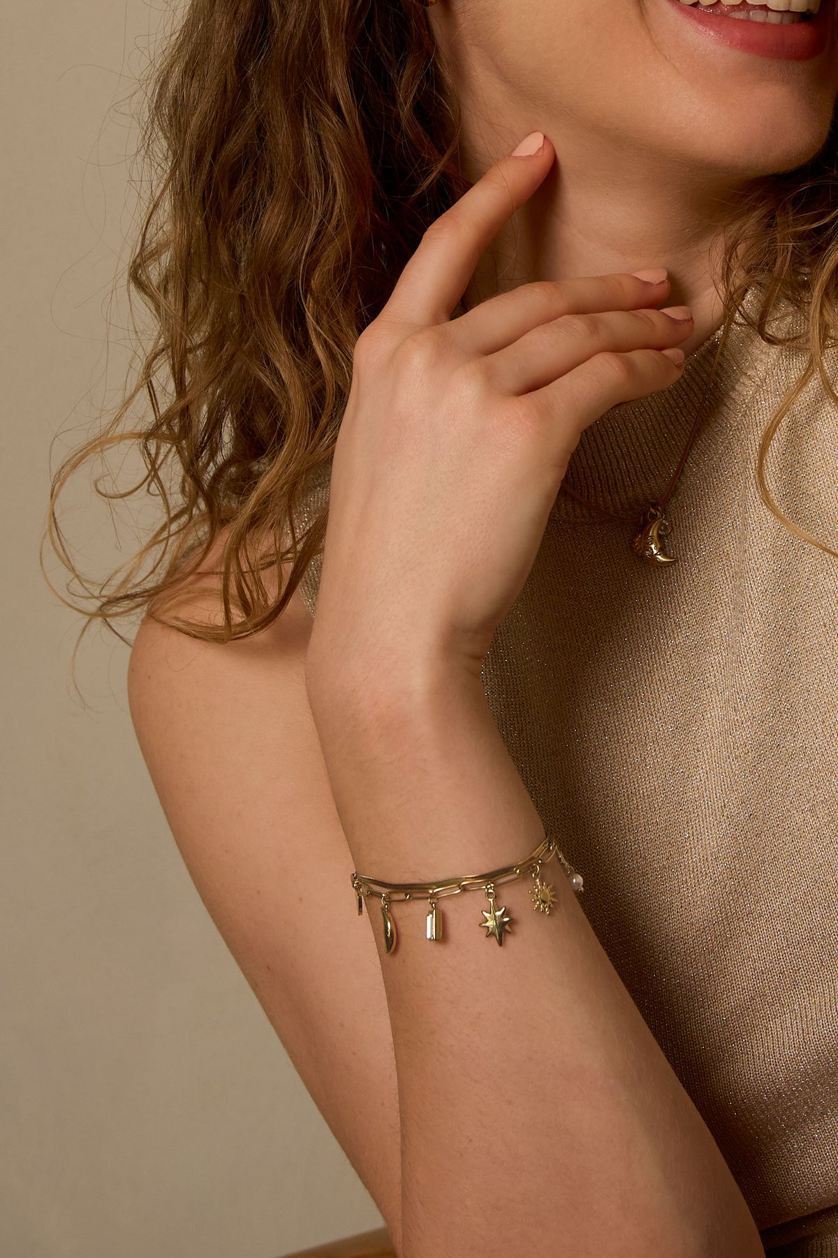 Crescent Moon Charm Armband